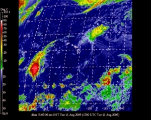 Downgraded to a tropical depression, Felicia sits northeast of the Hawaiian Islands while tropical storm Maka develops southwest of the Islands